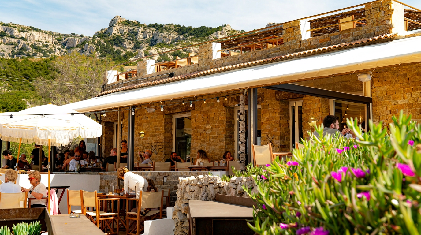 Le restaurant La Calanque Blanche niché au pied des calanques de Marseille